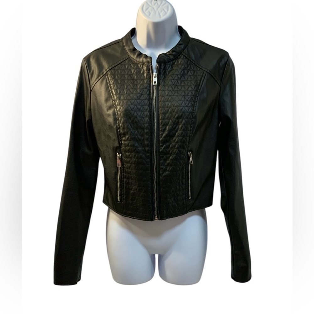 Outer Edge Black Faux Leather Moto Jacket